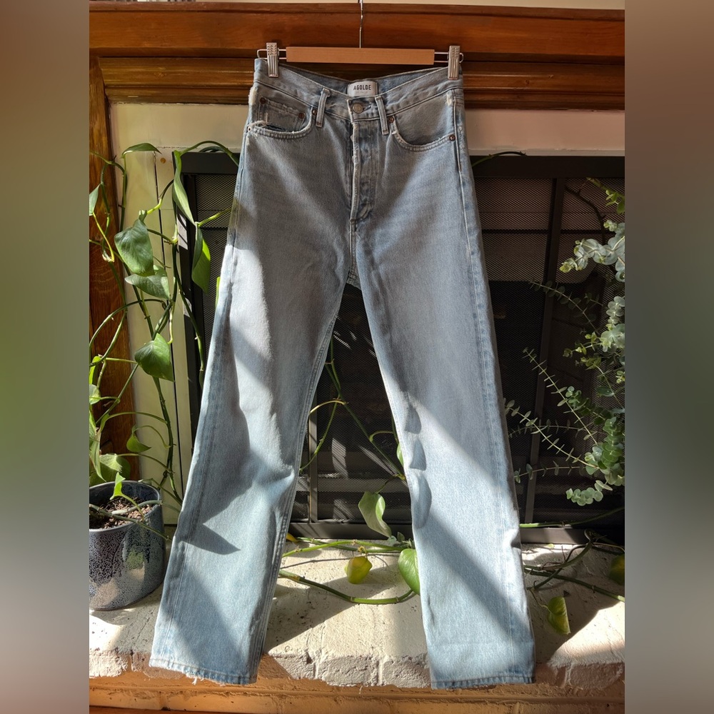 AGOLDE Faded Blue Denim Straight Leg Jeans